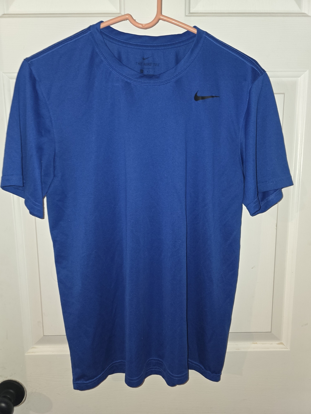 Nike Blue Short-Sleeve Performance Tee with Black Swoosh